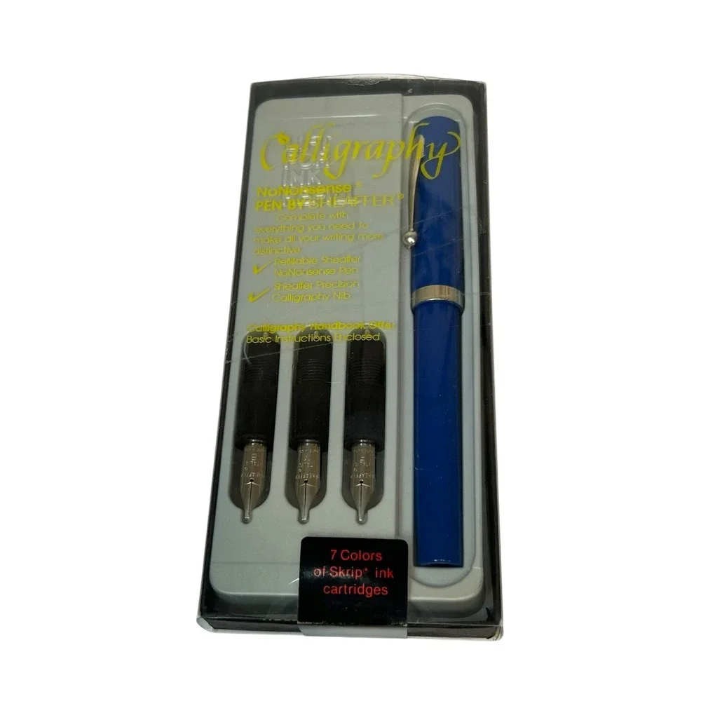Vintage Sheaffer Calligraphy Pen Set 3 Nibs 7 Colors‎ With Instructions Unused